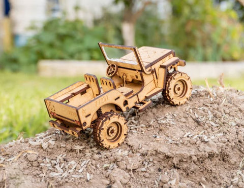 Laser Cut Jeep 3D Puzzle – Off-Road Wooden Model File SVG LaserCutano 