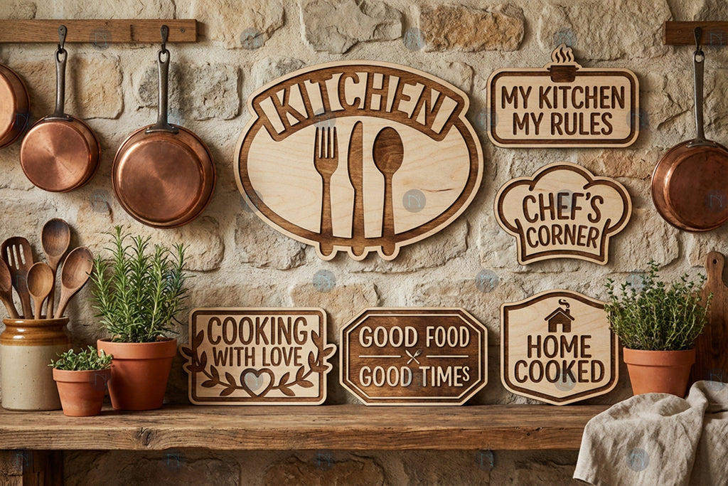 Laser Cut Kitchen Sign SVG Bundle - So Fontsy