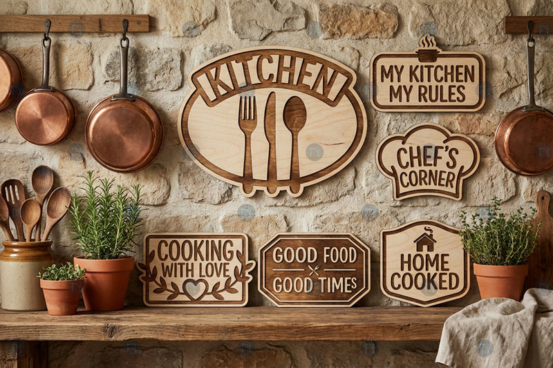 Laser Cut Kitchen Sign SVG Bundle - So Fontsy