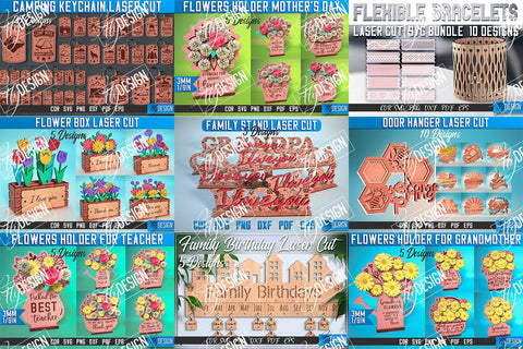 Laser Cut Mega Bundle SVG | 400 designs | Teacher Laser SVG | Mother's Day | Father SVG Fly Design 