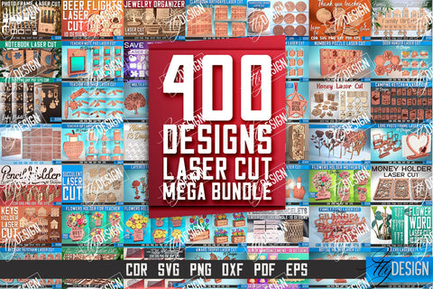 Laser Cut Mega Bundle SVG | 400 designs | Teacher Laser SVG | Mother's Day | Father SVG Fly Design 