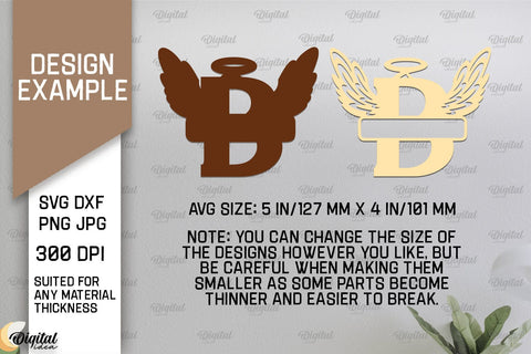 Laser Cut Memorial Split Letter Name Monograms Bundle SVG Evgenyia Guschina 