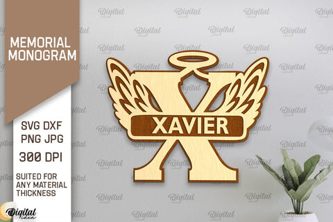 Laser Cut Memorial Split Letter Name Monograms Bundle SVG Evgenyia Guschina 