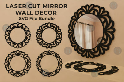 Laser Cut Mirror Wall Decor SVG Bundle SVG MD JOYNAL ABDIN 