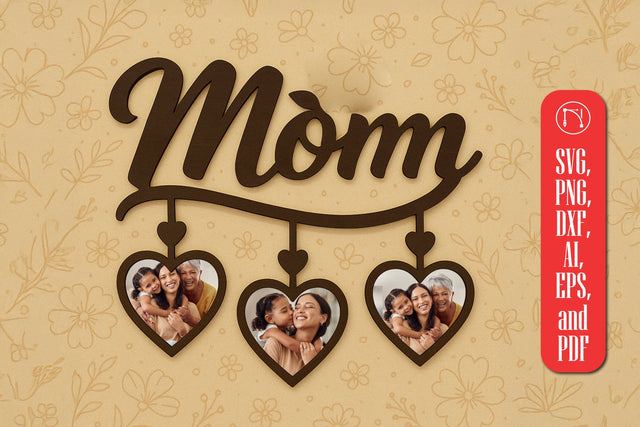 Laser cut MOM Hanging Heart Photo Frame SVG MD JOYNAL ABDIN 