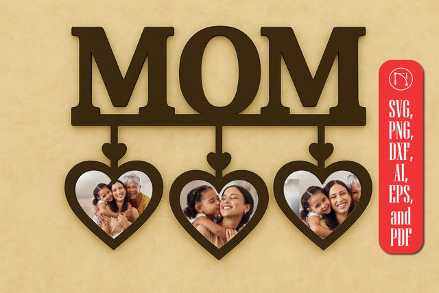 Laser cut MOM Hanging Heart Photo Frame SVG MD JOYNAL ABDIN 