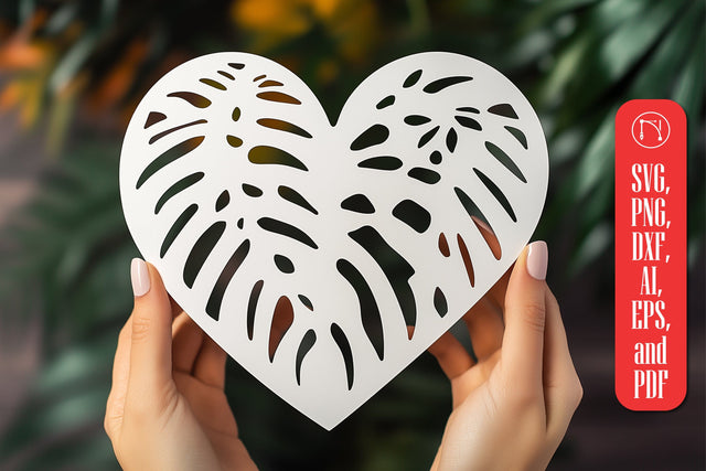 Laser Cut Monstera Heart SVG Cut File SVG MD JOYNAL ABDIN 