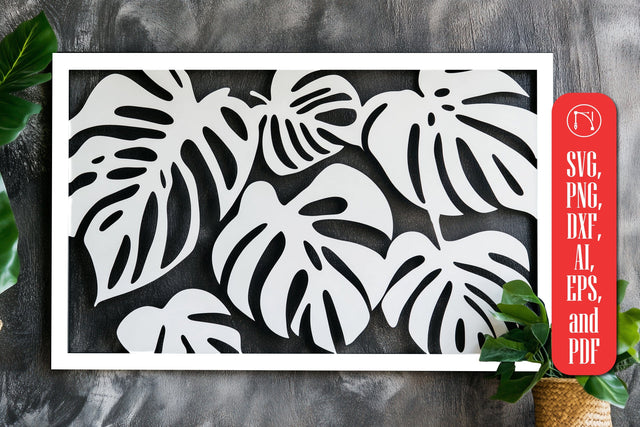 Laser Cut Monstera Wall Art SVG cut file SVG MD JOYNAL ABDIN 
