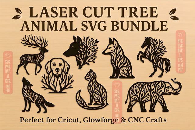Laser Cut Tree Animal SVG Bundle SVG MD JOYNAL ABDIN 