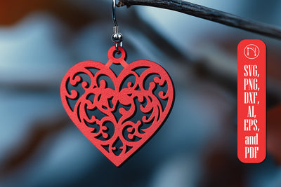 Laser Cut Valentine Earring SVG Cut File SVG MD JOYNAL ABDIN 