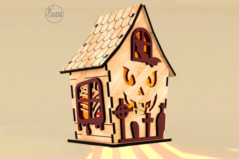 Laser Cut Witch's Hut Lantern SVG - Halloween Night Light & Spooky Decor SVG LaserCutano 