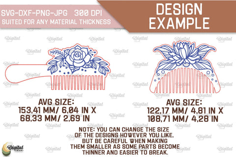 Laser Cut Wooden Hair Comb SVG. Comb With Engraving SVG SVG Evgenyia Guschina 