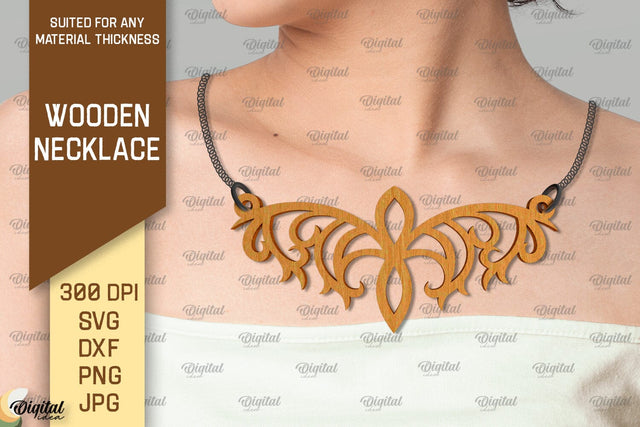 laser Cut Wooden Jewelry. Wooden Necklace SVG Design SVG Evgenyia Guschina 