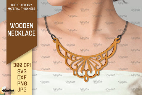 laser Cut Wooden Jewelry. Wooden Necklaces SVG Bundle SVG Evgenyia Guschina 