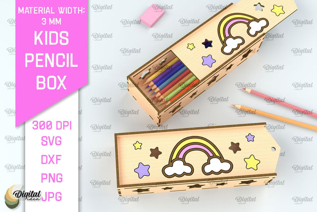 Laser Cut Wooden Kids Pencil Box. School Pencil Case SVG SVG Evgenyia Guschina 