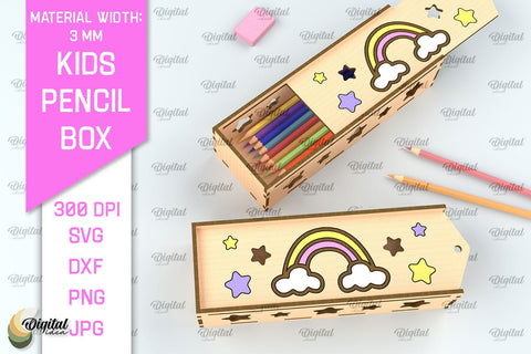 Laser Cut Wooden Kids Pencil Box. School Pencil Case SVG SVG Evgenyia Guschina 
