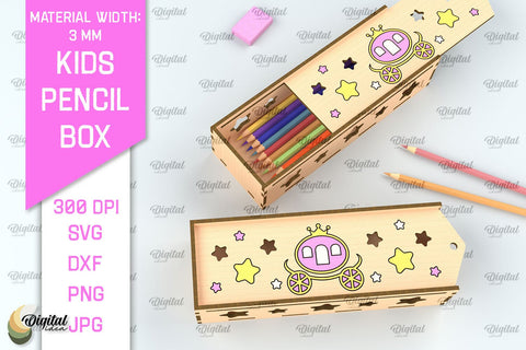 Laser Cut Wooden Kids Pencil Box. School Pencil Case SVG SVG Evgenyia Guschina 