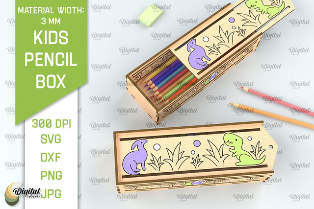Laser Cut Wooden Kids Pencil Box. School Pencil Case SVG SVG Evgenyia Guschina 