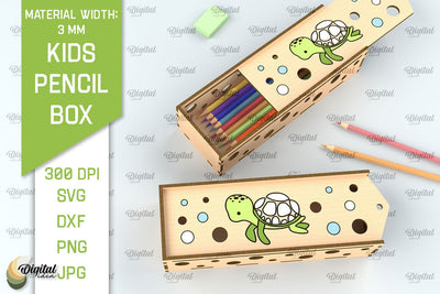Laser Cut Wooden Kids Pencil Box. School Pencil Case SVG SVG Evgenyia Guschina 