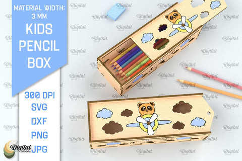 Laser Cut Wooden Kids Pencil Box. School Pencil Case SVG SVG Evgenyia Guschina 