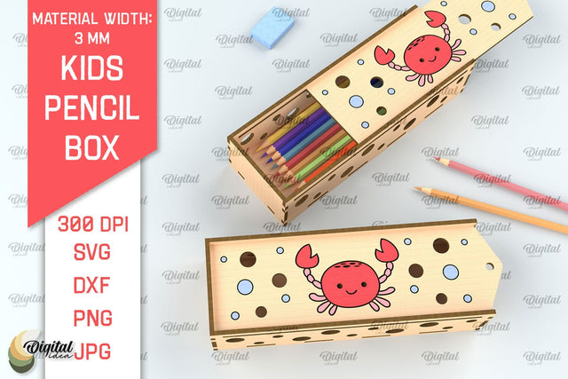 Laser Cut Wooden Kids Pencil Box. School Pencil Case SVG SVG Evgenyia Guschina 