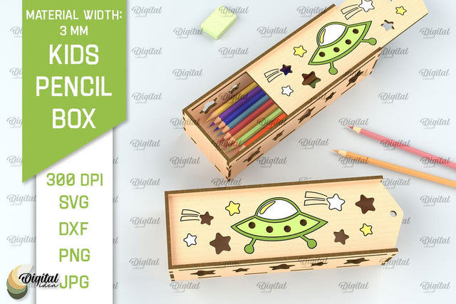 Laser Cut Wooden Kids Pencil Box. School Pencil Case SVG SVG Evgenyia Guschina 