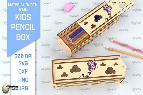 Laser Cut Wooden Kids Pencil Boxes Bundle. School Pencil Cases SVG SVG Evgenyia Guschina 