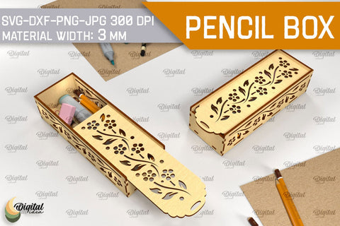 Laser Cut Wooden Pencil Box Bundle. Laser Pencil Case SVG SVG Evgenyia Guschina 