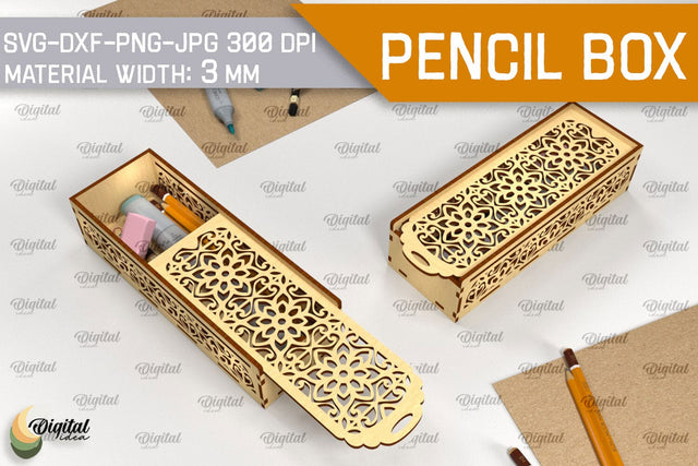 Laser Cut Wooden Pencil Box. Laser Pencil Case SVG SVG Evgenyia Guschina 