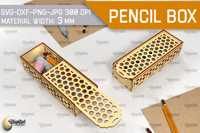 Laser Cut Wooden Pencil Box. Laser Pencil Case SVG SVG Evgenyia Guschina 