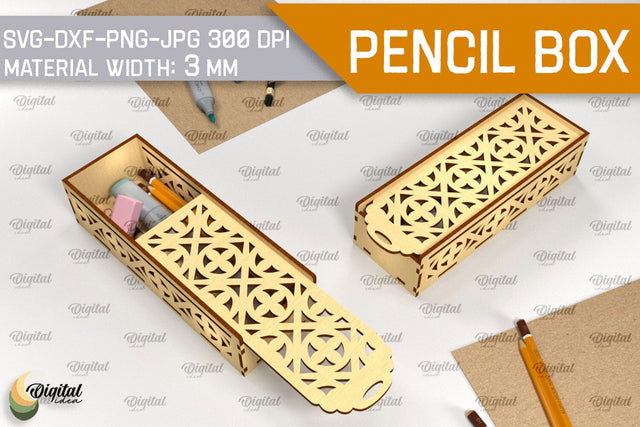 Laser Cut Wooden Pencil Box. Laser Pencil Case SVG SVG Evgenyia Guschina 