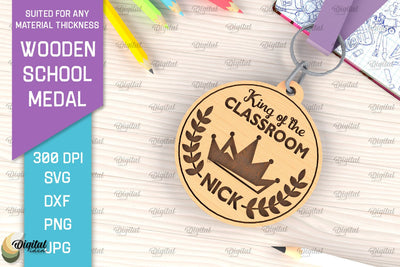 Laser Cut Wooden School Medal. Engraved School Medal SVG SVG Evgenyia Guschina 