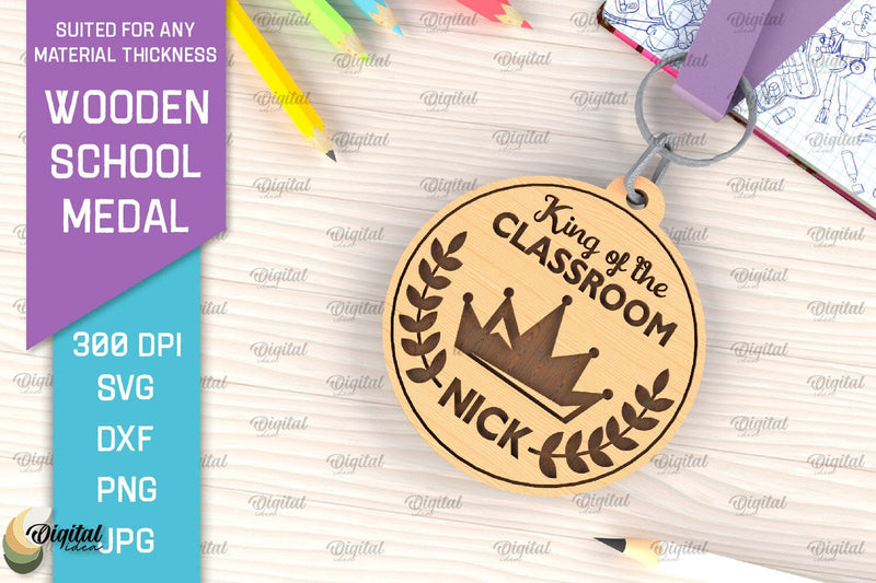 Laser Cut Wooden School Medal. Engraved School Medal SVG SVG Evgenyia Guschina 