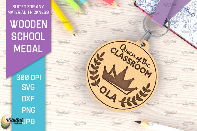 Laser Cut Wooden School Medal. Engraved School Medal SVG SVG Evgenyia Guschina 