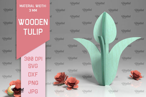 Laser Cut Wooden Tulips SVG Bundle. 3D Spring Decor SVG SVG Evgenyia Guschina 