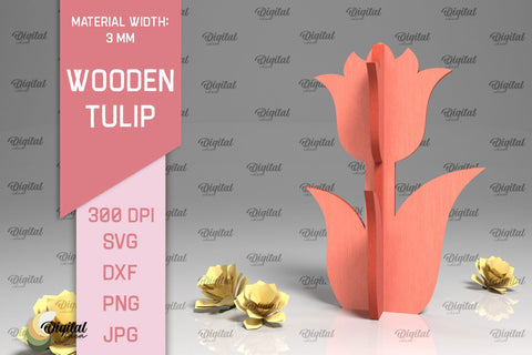 Laser Cut Wooden Tulips SVG Bundle. 3D Spring Decor SVG SVG Evgenyia Guschina 