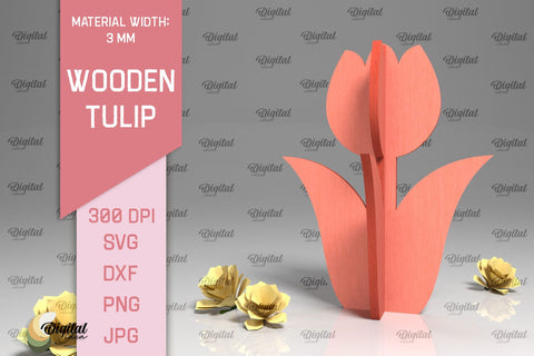Laser Cut Wooden Tulips SVG Bundle. 3D Spring Decor SVG SVG Evgenyia Guschina 