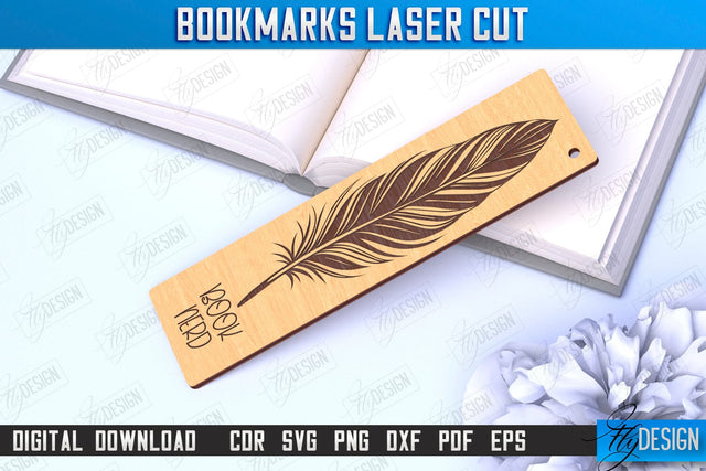 Laser-Engraved Bookmark | Book Lover | Book Marker | Page Holder | CNC File SVG Fly Design 