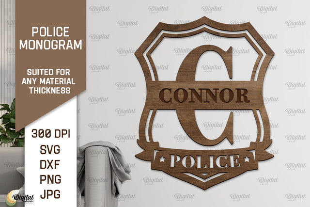 Laser Monogram Letter C. Policeman Personalized Name Sign SVG Evgenyia Guschina 