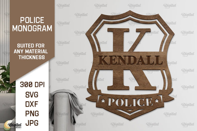 Laser Monogram Letter K. Policeman Personalized Name Sign SVG Evgenyia Guschina 