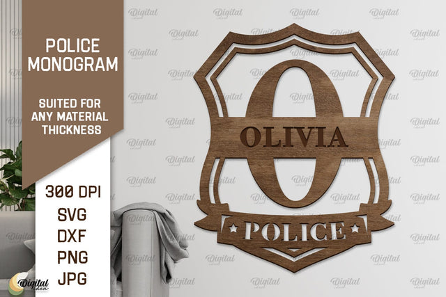 Laser Monogram Letter O. Policeman Personalized Name Sign SVG Evgenyia Guschina 