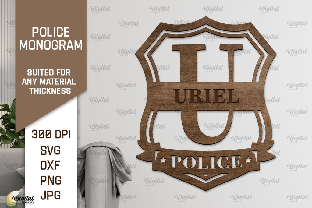 Laser Monogram Letter U. Policeman Personalized Name Sign - So Fontsy