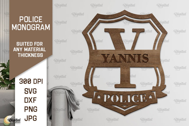 Laser Monogram Letter Y. Policeman Personalized Name Sign SVG Evgenyia Guschina 
