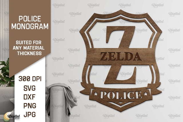 Laser Monogram Letter Z. Policeman Personalized Name Sign SVG Evgenyia Guschina 