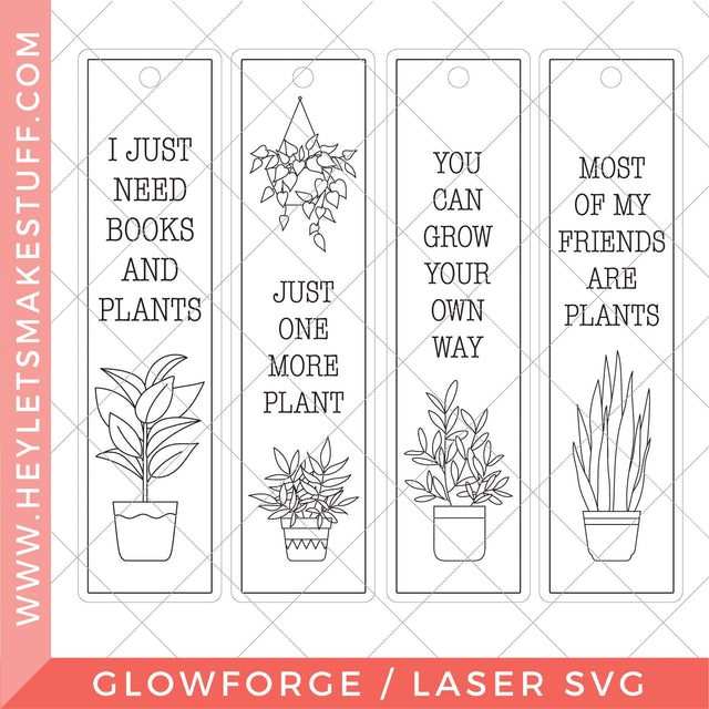Laser Plant Bookmarks Set SVG Hey Let's Make Stuff 