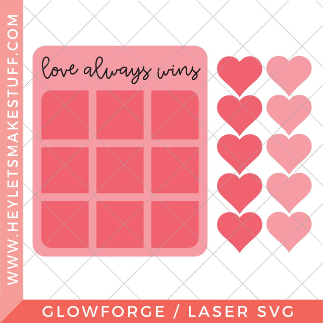 Laser Valentine's Day Tic-Tac-Toe SVG Hey Let's Make Stuff 