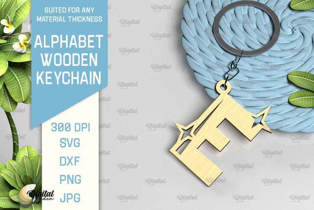 Lasercut Alphabet E Letter Keychain SVG. Wooden Keychain SVG SVG Evgenyia Guschina 