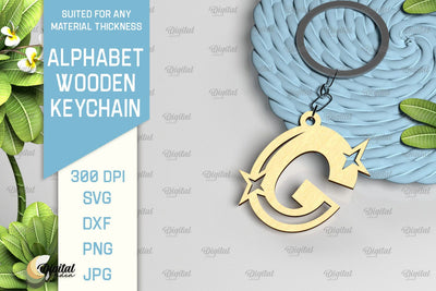 Lasercut Alphabet G Letter Keychain SVG. Wooden Keychain SVG SVG Evgenyia Guschina 