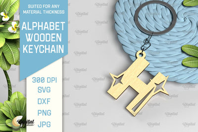 Lasercut Alphabet H Letter Keychain SVG. Wooden Keychain SVG SVG Evgenyia Guschina 