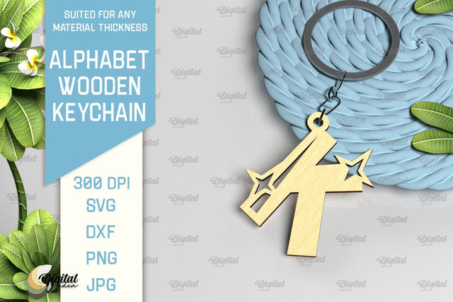 Lasercut Alphabet K Letter Keychain SVG. Wooden Keychain SVG SVG Evgenyia Guschina 